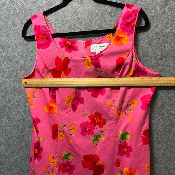 Vintage Y2K‎ Sag Harbor Pink Floral Sleeveless Dress Women's L Petite Fitted 90s - Picture 3 of 9